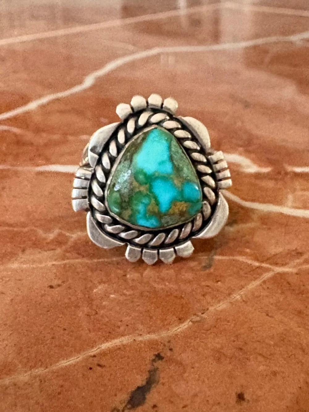 Large Sterling & Turquoise Ring By Navajo Artist Joe Paul Native American